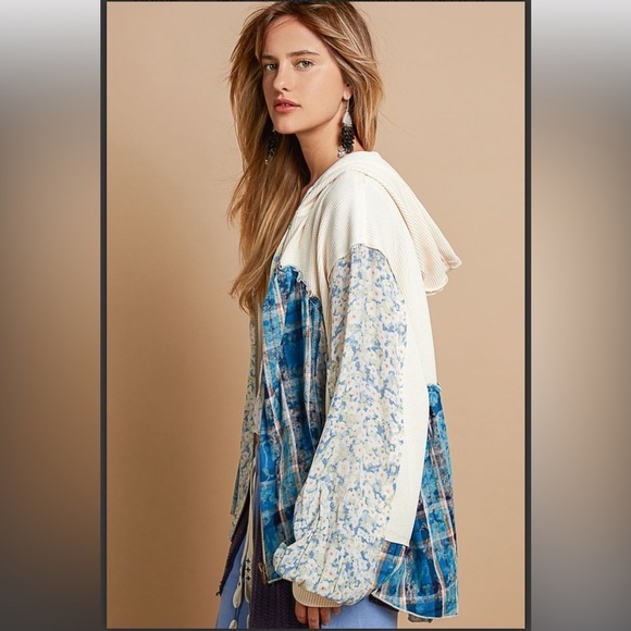 NWOT POL Thermal woven mix hooded jacket size large - Picture 4 of 6